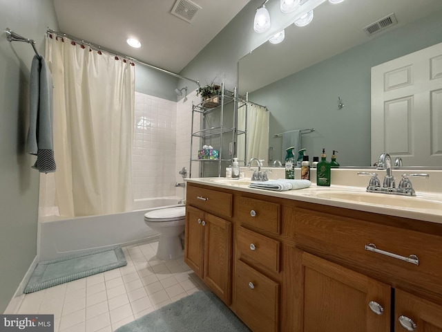 full bath with tile patterned floors, visible vents, and a sink