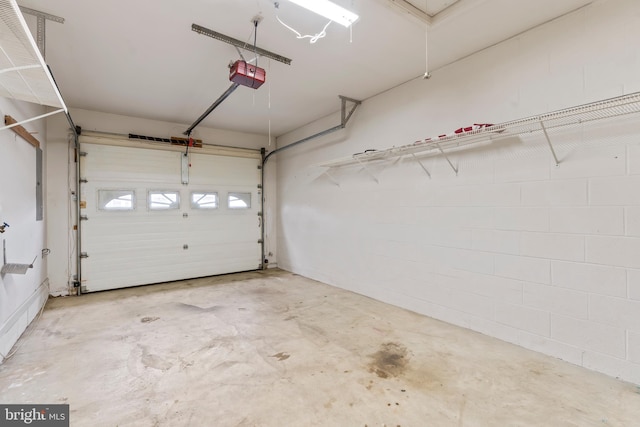 garage with a garage door opener