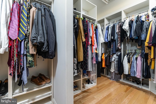 walk in closet featuring wood finished floors