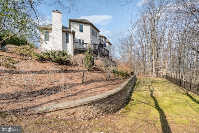 exterior space with fence and a deck