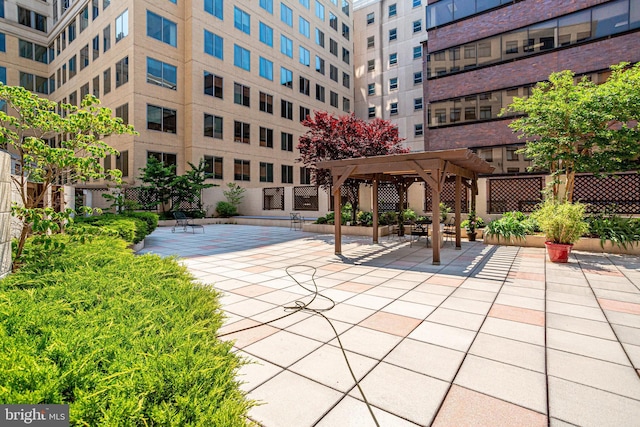 view of patio / terrace featuring a pergola