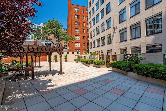 exterior space with a pergola