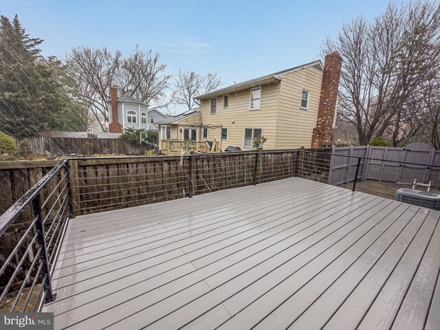 deck with cooling unit and fence