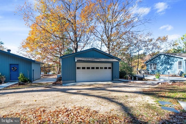 view of detached garage