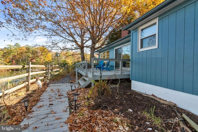 view of yard with a wooden deck