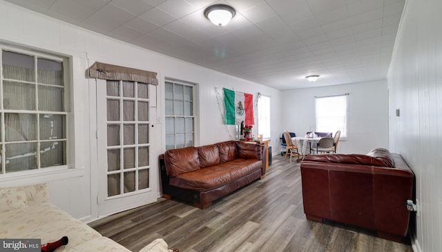 living area with wood finished floors