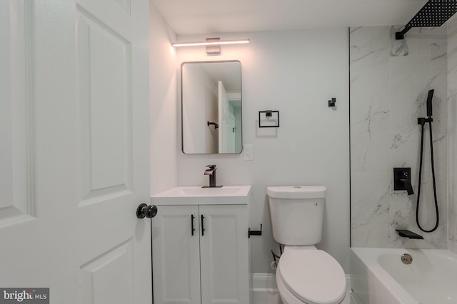 full bath with shower / bath combination, vanity, and toilet