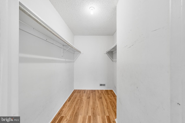 spacious closet featuring visible vents and wood finished floors