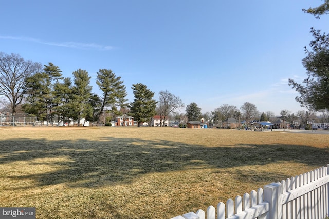 view of yard featuring fence