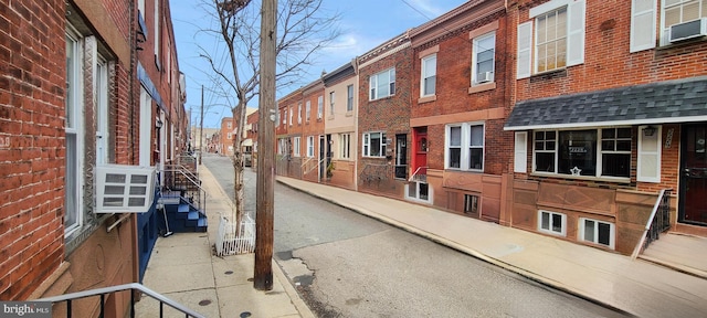 view of building exterior with a residential view