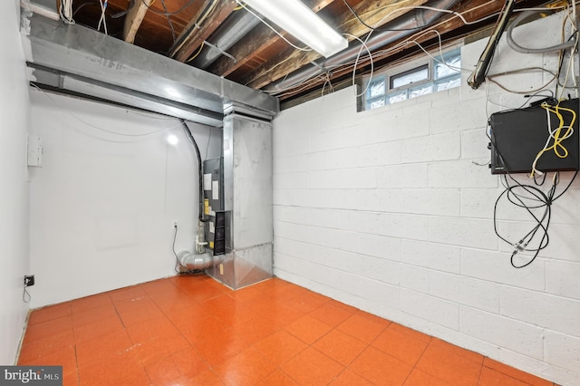 basement featuring tile patterned floors