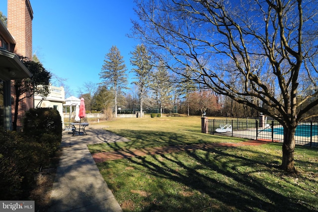 view of yard with a patio area and fence