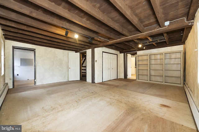 garage featuring a baseboard radiator