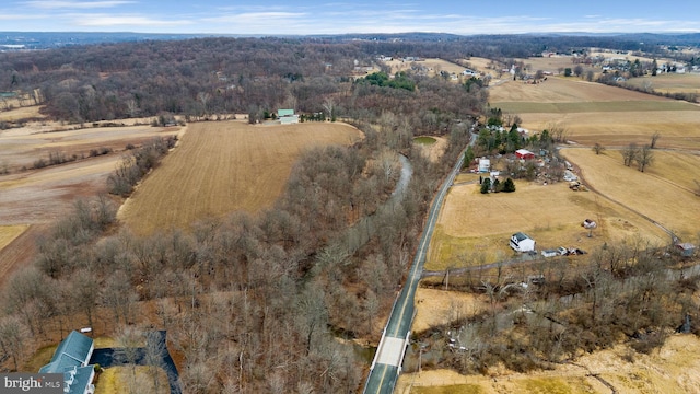 bird's eye view with a rural view