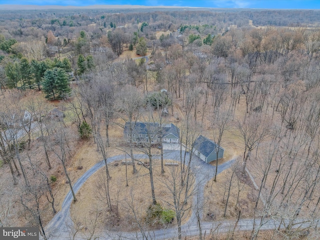 aerial view with a forest view