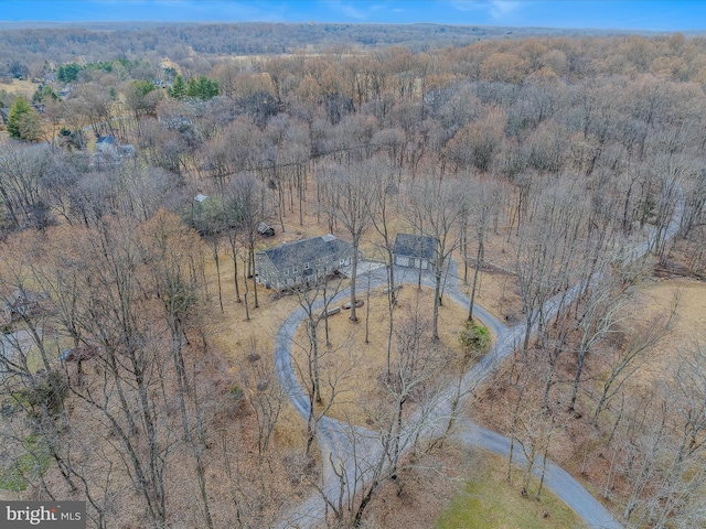 drone / aerial view with a view of trees