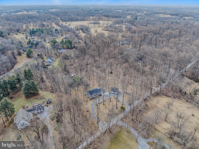 aerial view with a wooded view