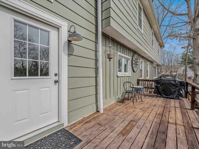 deck featuring area for grilling