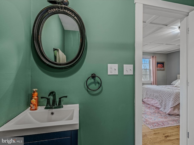 bathroom featuring vanity and wood finished floors