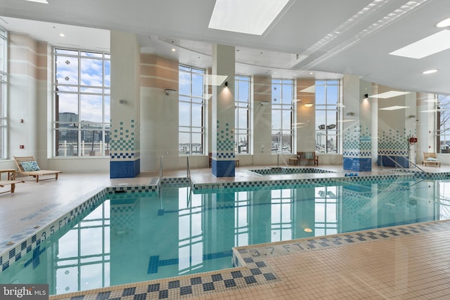 community pool with a skylight