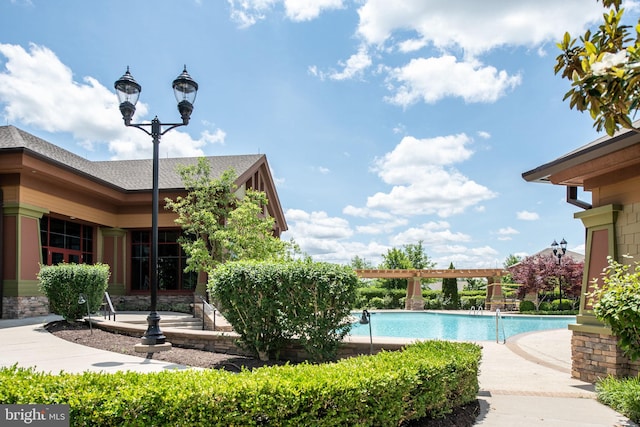 pool with a pergola