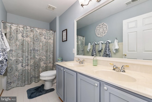 bathroom with visible vents, tile patterned flooring, and a sink