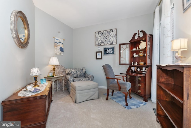 home office featuring carpet and baseboards