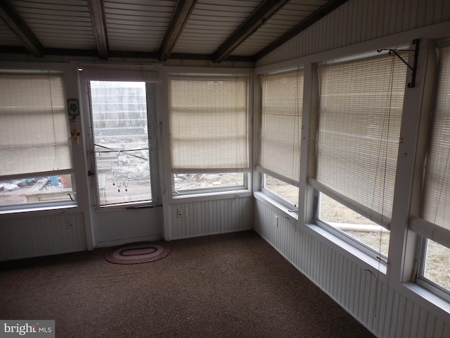 unfurnished sunroom featuring radiator