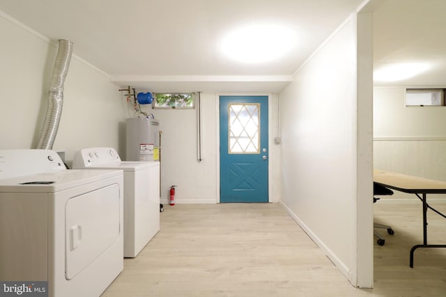 246 First Ave, State College, PA 16801 - clothes washing area with laundry area, ornamental molding, independent washer and dryer, and light wood-style flooring