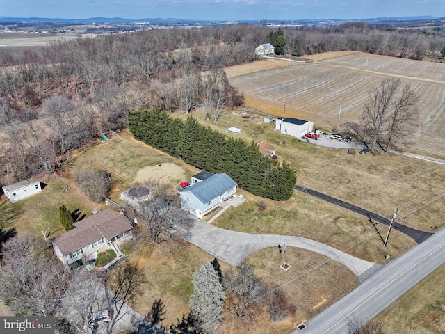 bird's eye view with a rural view