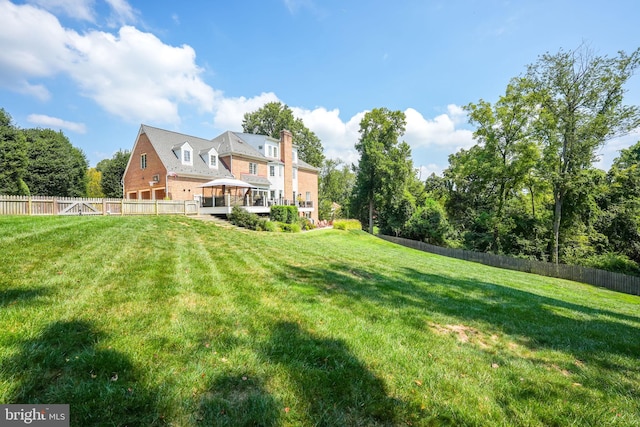 view of yard with a fenced backyard