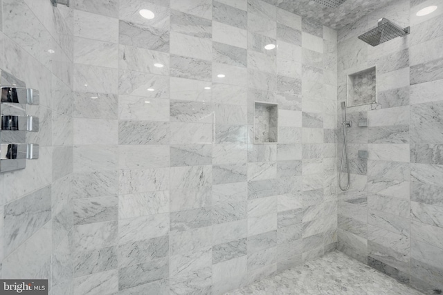 details with a tile shower