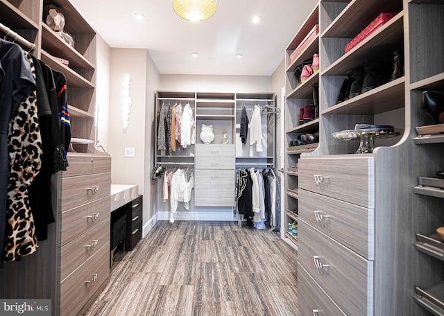 spacious closet featuring wood finished floors