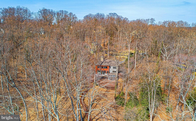 aerial view with a wooded view