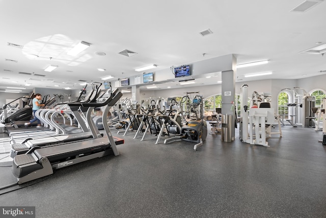 exercise room with visible vents