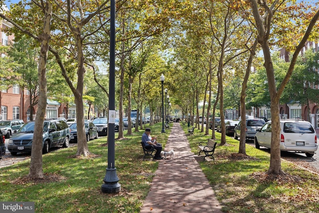 view of community featuring a yard