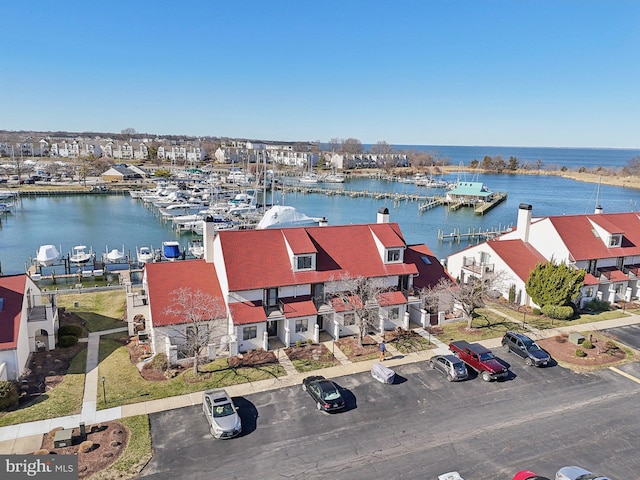 bird's eye view featuring a water view