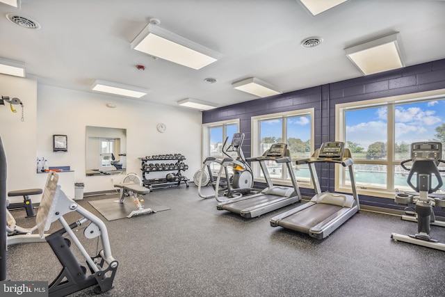 exercise room with visible vents