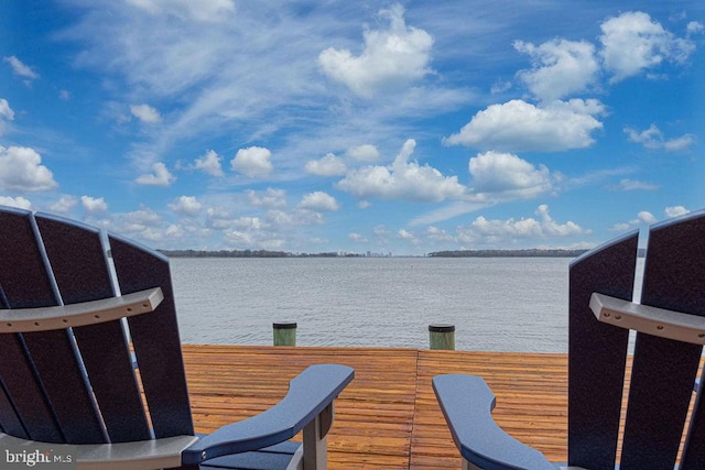 dock area with a water view