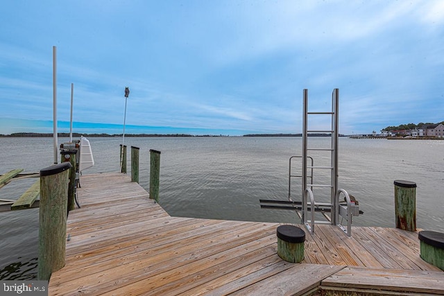 view of dock featuring a water view