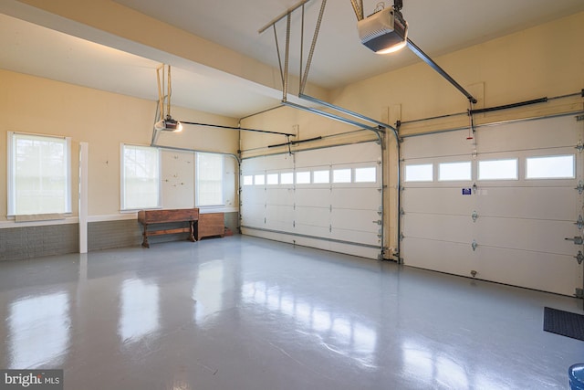 garage with a garage door opener