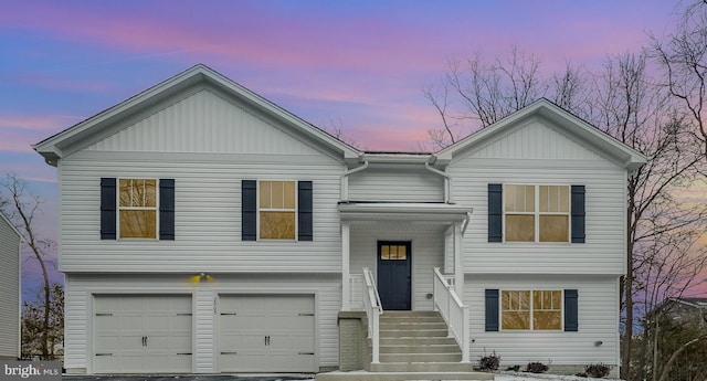 bi-level home with a garage