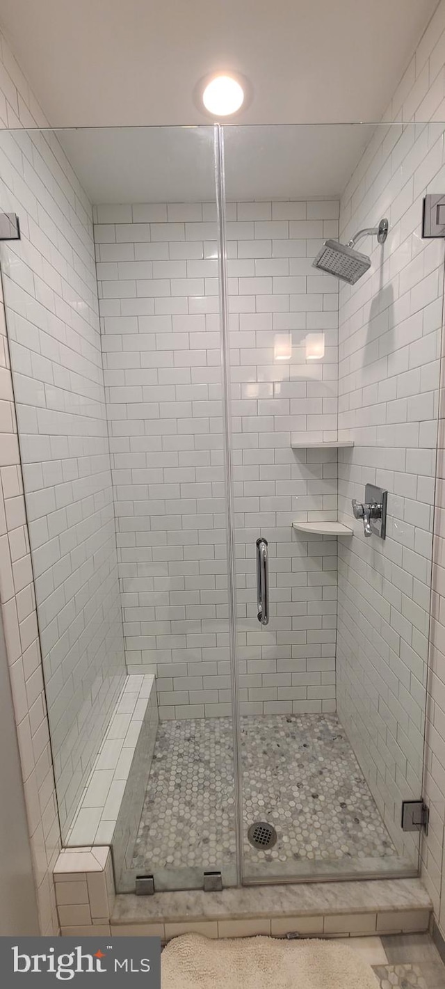 bathroom featuring a shower stall