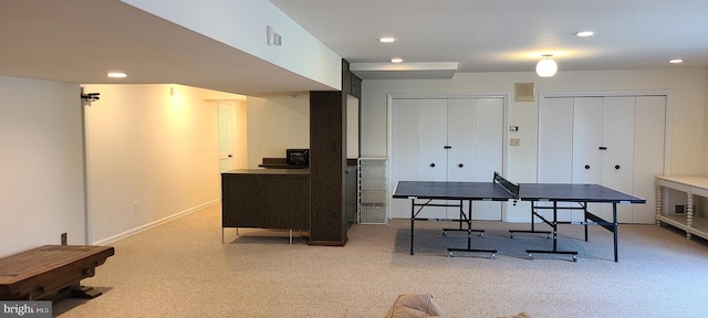 home office with recessed lighting and baseboards