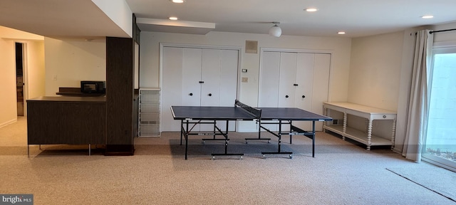 recreation room with recessed lighting and a healthy amount of sunlight