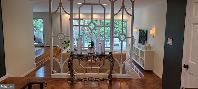 dining space with recessed lighting and baseboards