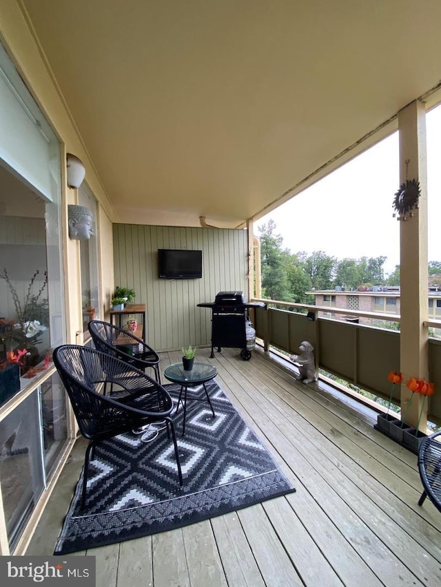 deck featuring grilling area