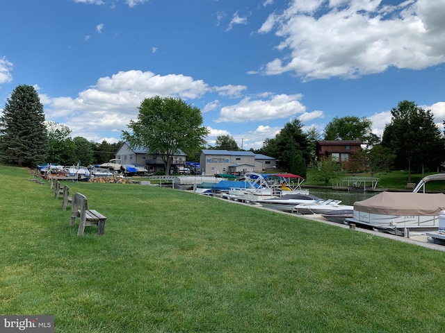 view of yard featuring a boat dock