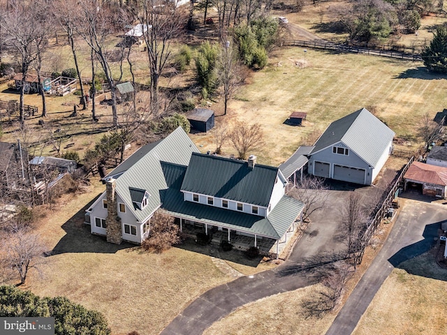 aerial view with a rural view