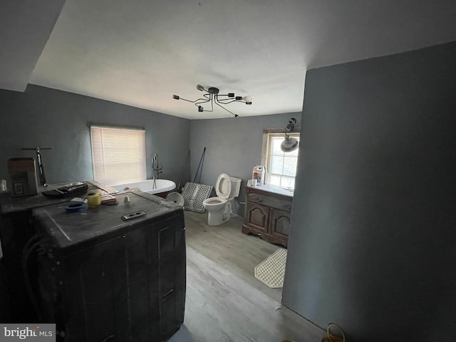 bathroom featuring a bidet, wood finished floors, and toilet